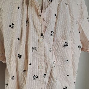 American Eagle Pink and White Striped Minnie And Micky PJ Set